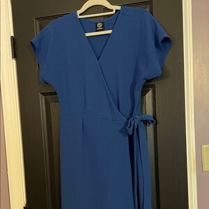 Bobeau Royal Blue Midi Wrap Dress